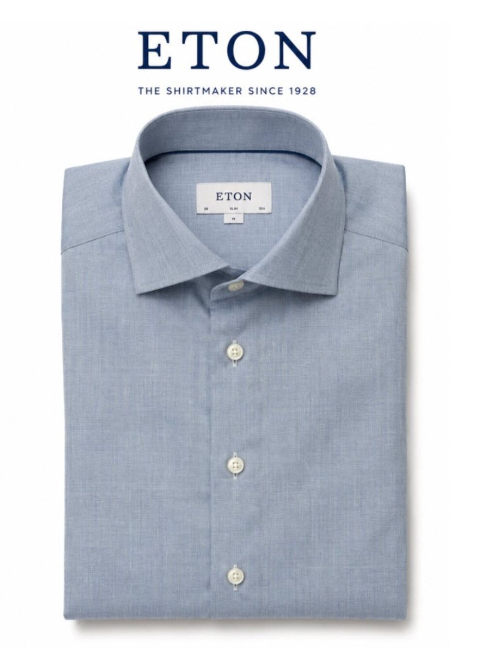 Eton Blue Dress Shirt 16.5 SLIM Contemporary Tailored Luxury Cotton